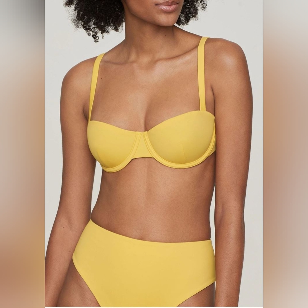 Cuup nwt Bikini Swimsuit 3 M 14 34F 36E Balconette top high waist bottoms Bamboo